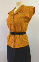 1950's Double Collar Blouse - Tangerine fleck