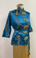 1940s Chinese lounge pyjamas turquoise/gold