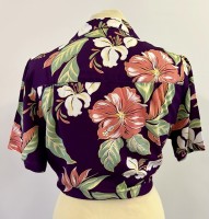 1940s tie blouse -  purple hibiscus