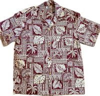 1940s Hawaiian shirt - Tiki Tapa burgundy