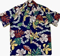 1940s Hawaiian shirt - Hibiscus Lei