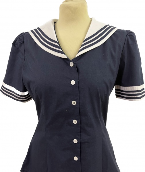1940s sailor blouse - navy