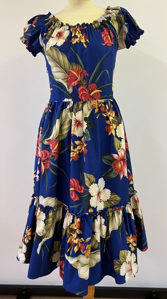 Nani Wahini 1940s peasant dress - Blue Floral