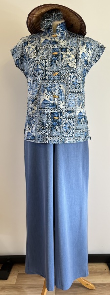1940s wide leg pants - summer blue