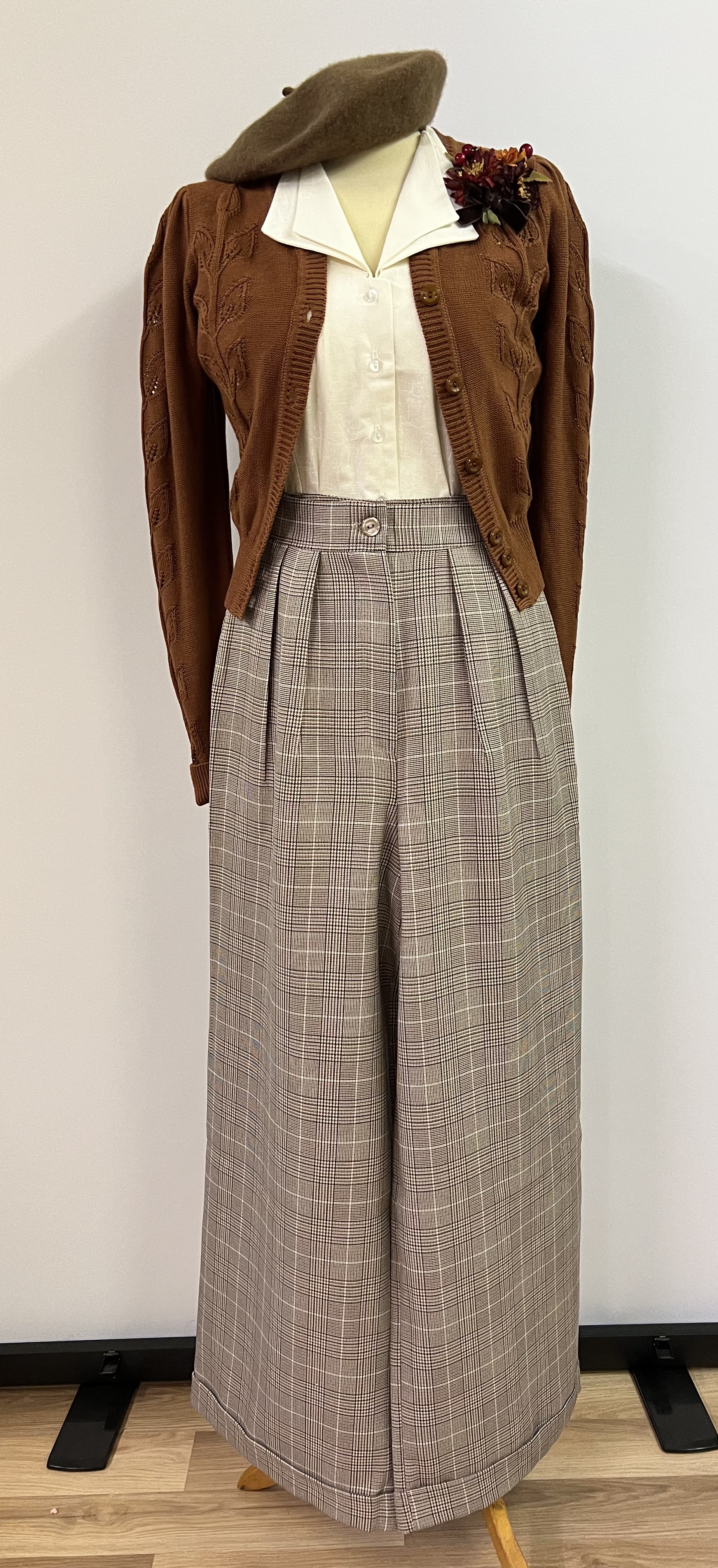 1930s40s wide leg trousers  brown check  missbamboocouk